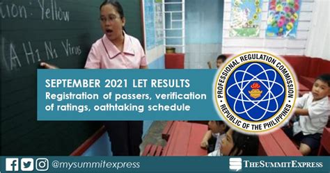 September 2021 LET result: Registration of passers, verification .